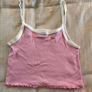 Vintage Brandy Melville Pink Cropped Ribbed Tank Top